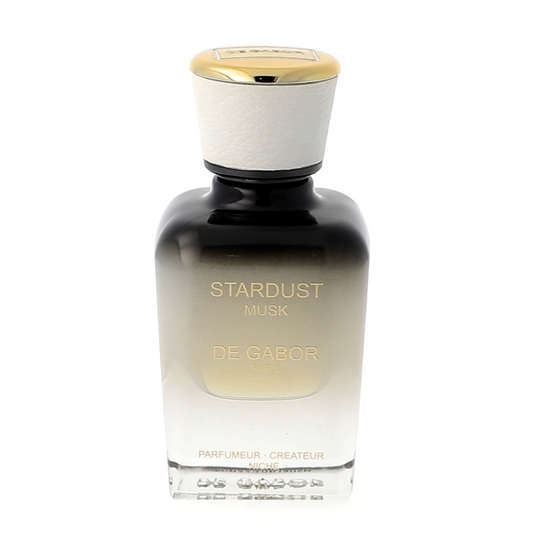 Perfume bottle labeled 'Stardust' on a white background